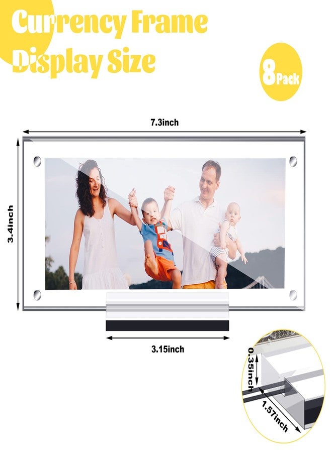 Chunful 8 Pcs Dollar Bill Holder Acrylic Display Dollar Case Currency Ticket Protector Paper Money Frame for Bill Collectors Collection, 7.3 x 3.5 Inch - Image 2